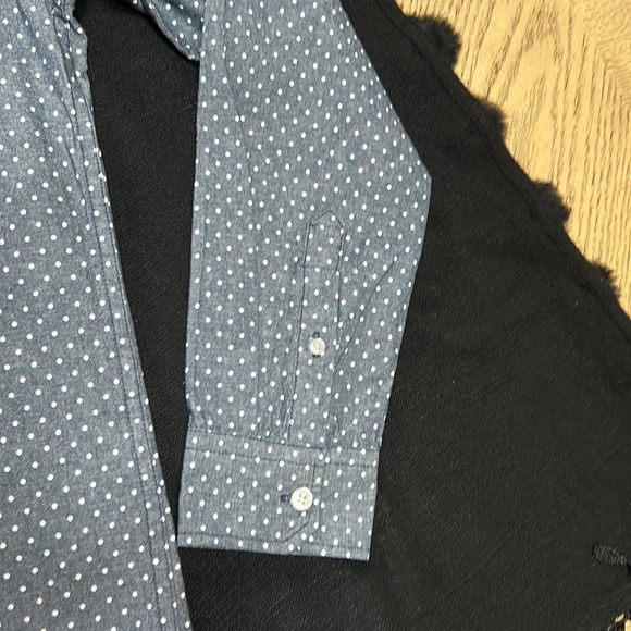 Men Chambray Button Down Shirt Long Sleeve Polka Dot - Picture 11 of 14